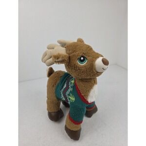 Build A Bear Merry Mission Reindeer Christmas Sweater Brown Green Eyes Plush 14"
